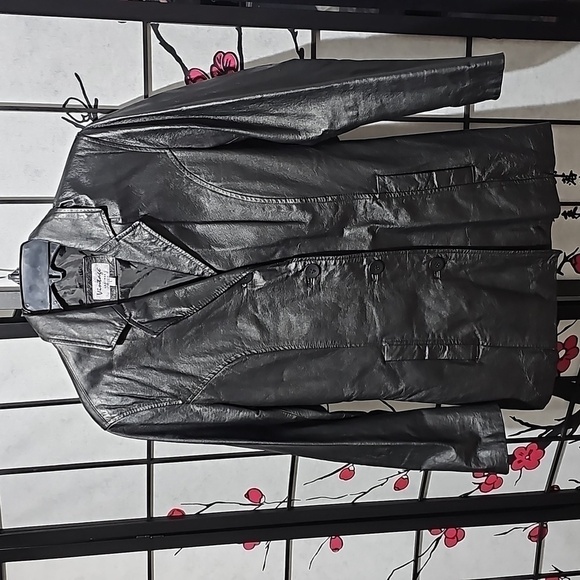 Vintage Leather Jacket Black Size Large - Picture 1 of 5